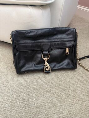 Rebecca Minkoff Black Leather Crossbody with Gold Hardware